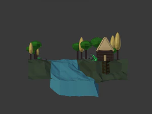 near the river lowpoly scene 3D Model