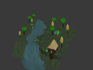near the river lowpoly scene 3D Model