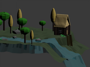 near the river lowpoly scene Modelo 3D