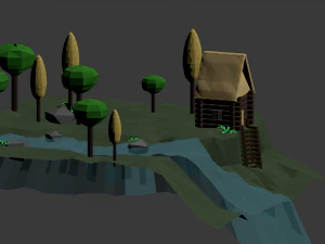near the river lowpoly scene 3D Model