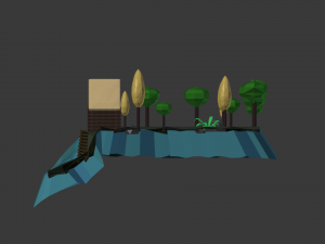 near the river lowpoly scene Modelo 3D