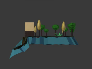 near the river lowpoly scene 3D Model