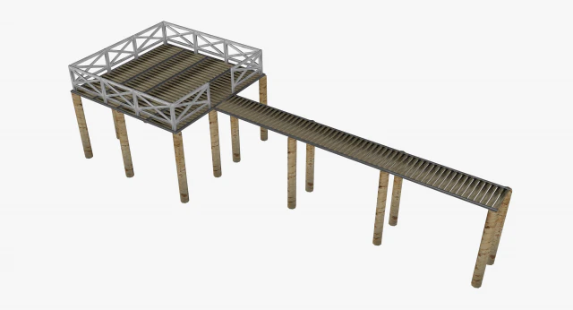 wooden pier 3D Model .c4d .max .obj .3ds .fbx .stl .blend 