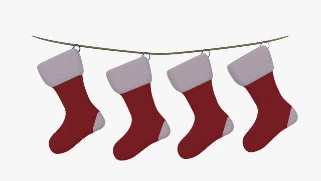 christmas socks Model 3D .c4d .max .obj .3ds .fbx .stl .blend 