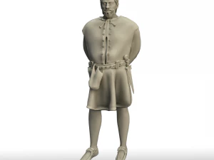figure d'homme m&eacute;di&eacute;val avec couteau et sac Modèle 3D