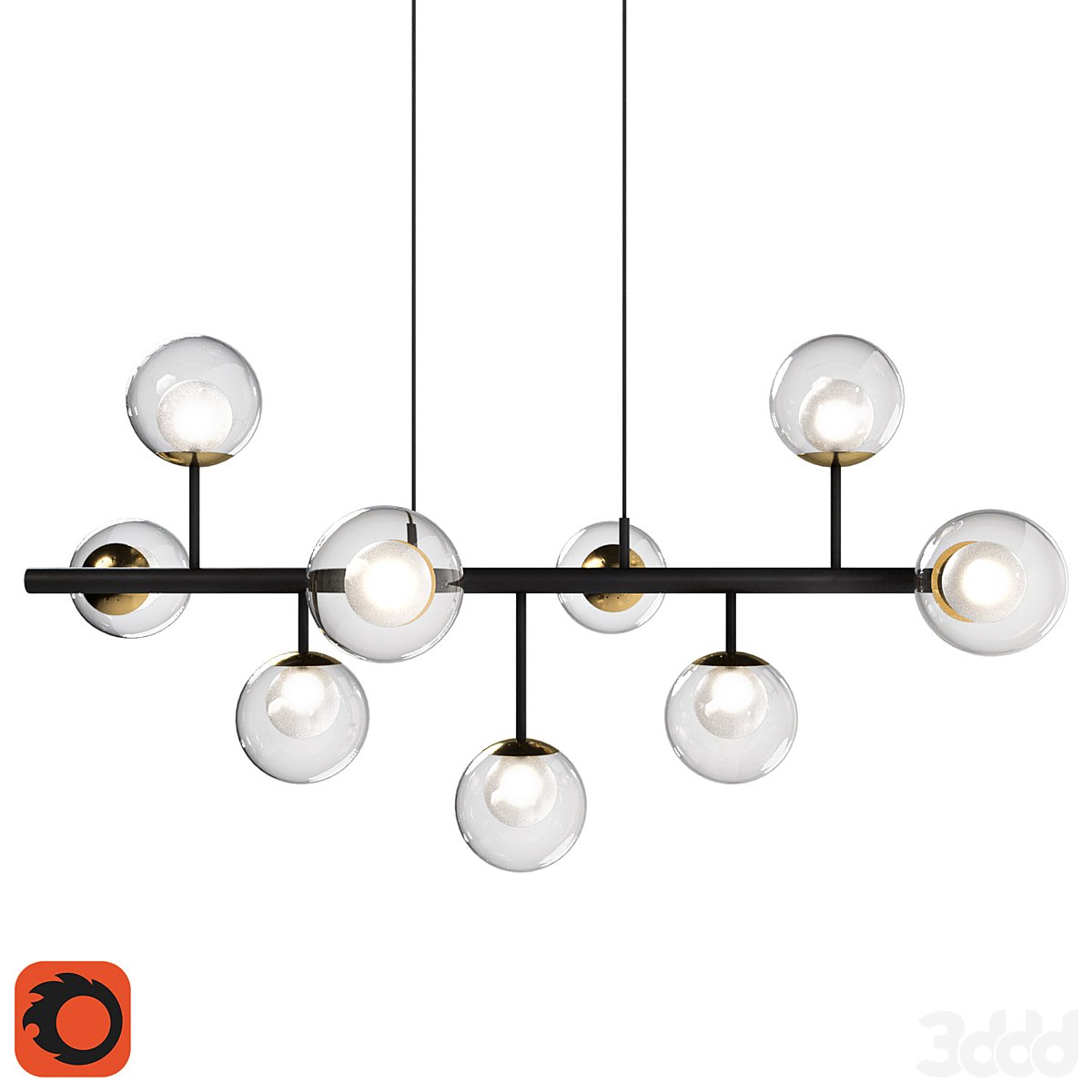 ZUMA LINERIANO P0454-09B-SDGF 3D Model in Ceiling Lights 3DExport