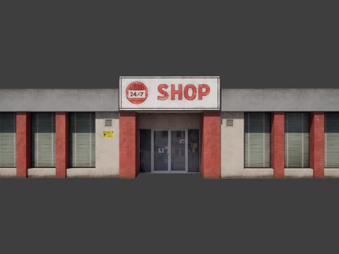 Bouwwinkel Stad Dorp Werkstraat Low-poly 3D Model