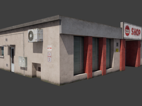 Building shop City Village Work Street Low-poly 3D Model