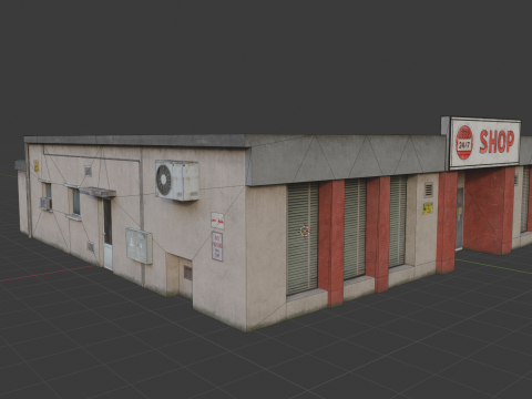 Building shop City Village Work Street Low-poly 3D Model