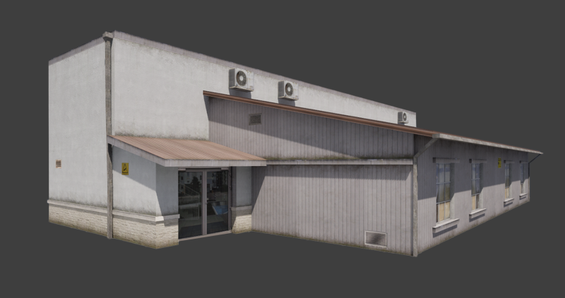 Building City Village Work Street Low-poly 3D Model .c4d .max .obj .3ds .fbx .stl .blend 