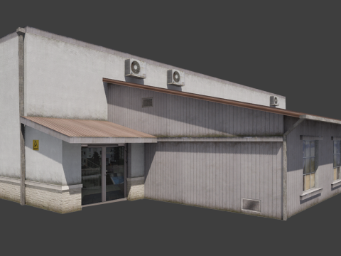 Building City Village Work Street Low-poly 3D Model