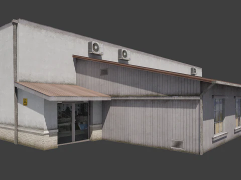 Gebouw Stad Dorp Werk Straat Low-poly 3D Model