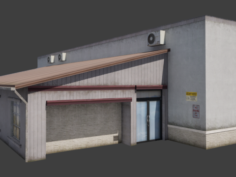Building City Village Work Street Low-poly 3D Model