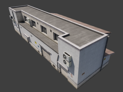 Building City Village Work Street Low-poly 3D Model