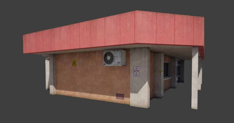 Building City Shop Bank Work Street Low-poly 3D Model .c4d .max .obj .3ds .fbx .stl .blend 