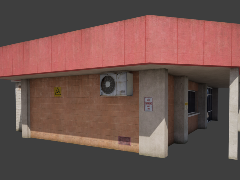 Building City Shop Bank Work Street Low-poly Modelo 3D