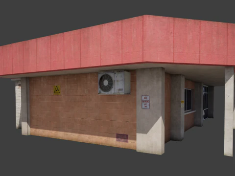 Gebouw Stad Winkel Bank Werk Straat Low-poly 3D Model