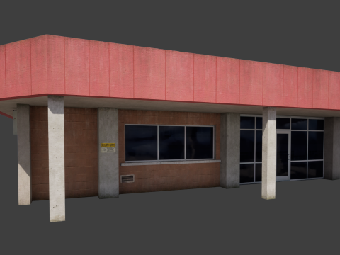 Building City Shop Bank Work Street Low-poly 3D Model