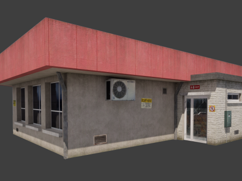 Building City Shop Bank Work Street Low-poly 3D Model