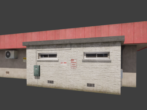 Building City Shop Bank Work Street Low-poly 3D Model