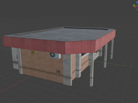 Building City Shop Bank Work Street Low-poly 3D Model