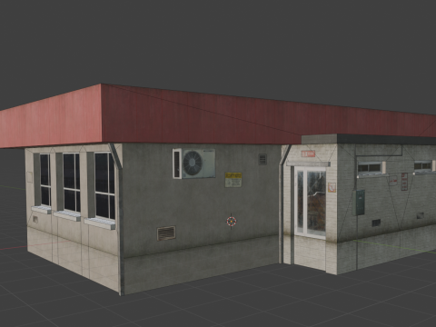Building City Shop Bank Work Street Low-poly 3D Model