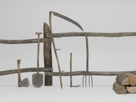 Medieval Village Garden Tools Pack for Unreal Engine Nanite-ready 3D Model