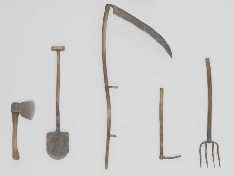 Medieval Village Garden Tools Pack for Unreal Engine Nanite-ready Modèle 3D