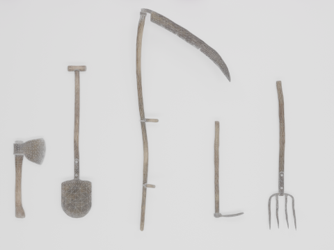 Medieval Village Garden Tools Pack for Unreal Engine Nanite-ready Modèle 3D