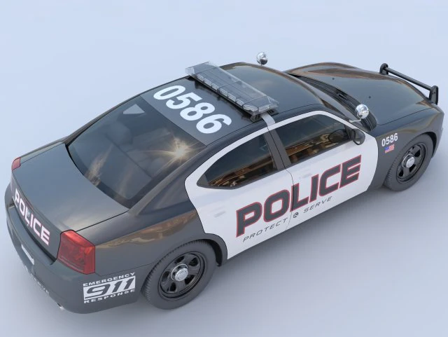 Police car 3D Model .c4d .max .obj .3ds .fbx .stl .blend 