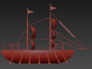 wooden boat Modello 3D