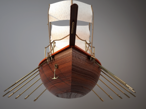 wooden boat Modello 3D