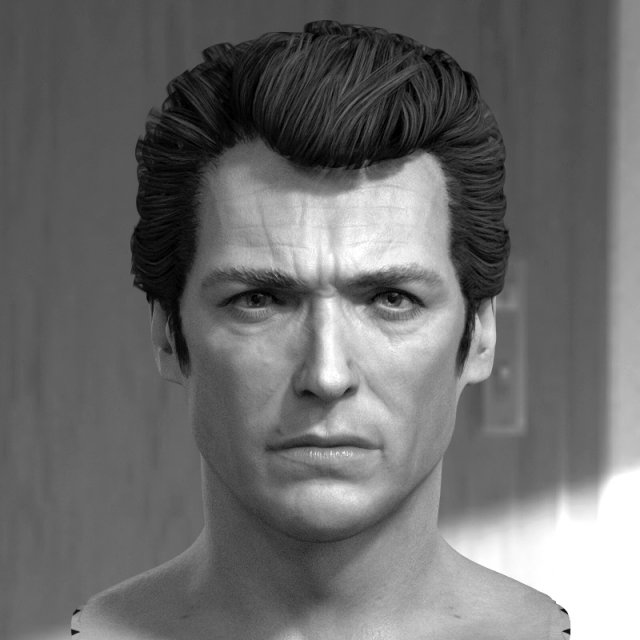 Clint eastwood dirty harry head 3D Model .c4d .max .obj .3ds .fbx .stl .blend 