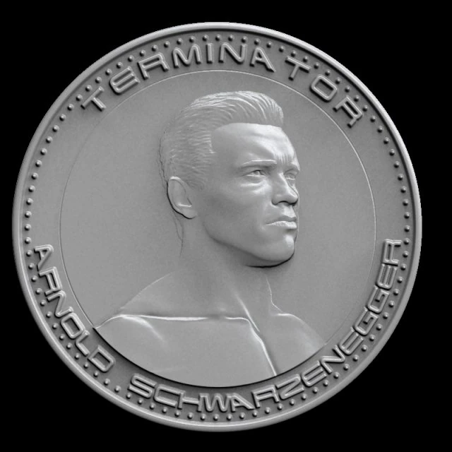 3d printing model arnold schwarzenegger medallion coin 3D Print Model .c4d .max .obj .3ds .fbx .stl .blend 