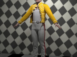 Of freddie mercury singer rigged 3D Model