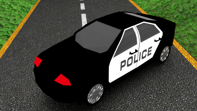 low poly police car 3D Model .c4d .max .obj .3ds .fbx .stl .blend 