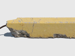 cracked yellow curb 3D 모델