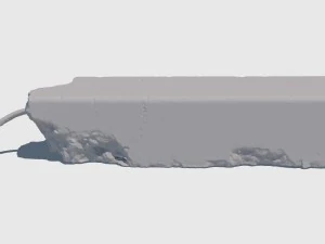 cracked yellow curb 3D Model