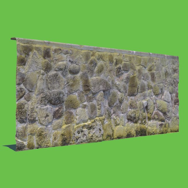 mossy stone wall 3D Model .c4d .max .obj .3ds .fbx .stl .blend 