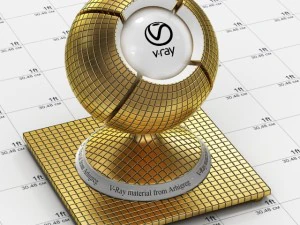 Vray 素材 - モザイクメタルゴールド CG テクスチャ