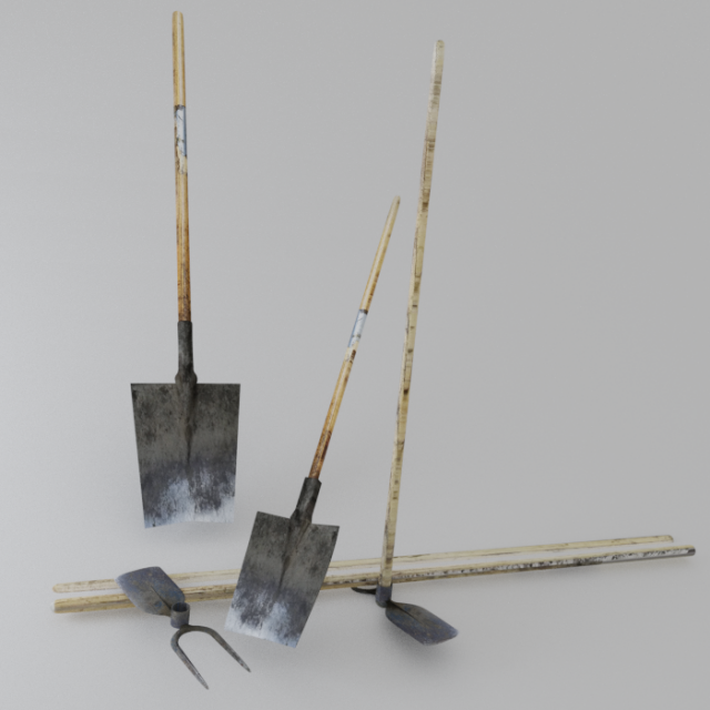 garden tool shovel 3D Модель .c4d .max .obj .3ds .fbx .stl .blend