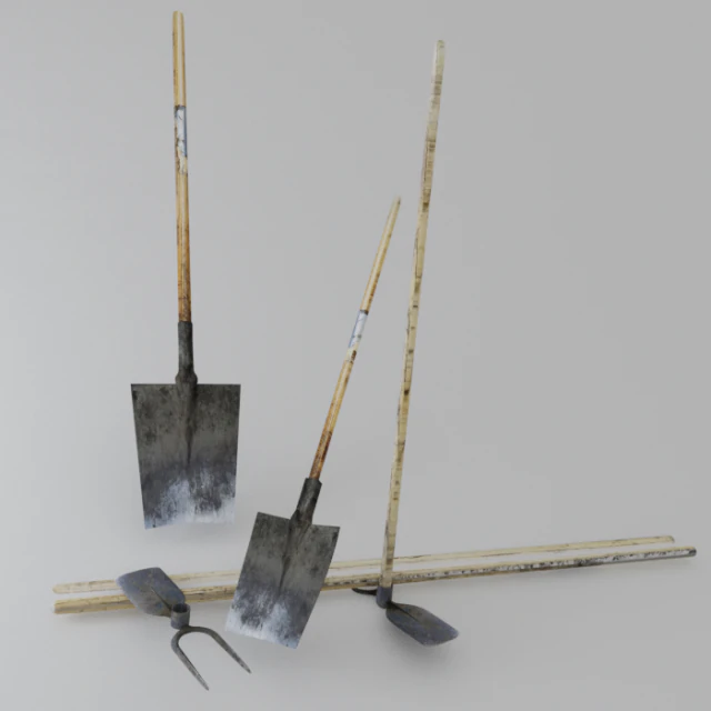 garden tool shovel 3D Model .c4d .max .obj .3ds .fbx .stl .blend 