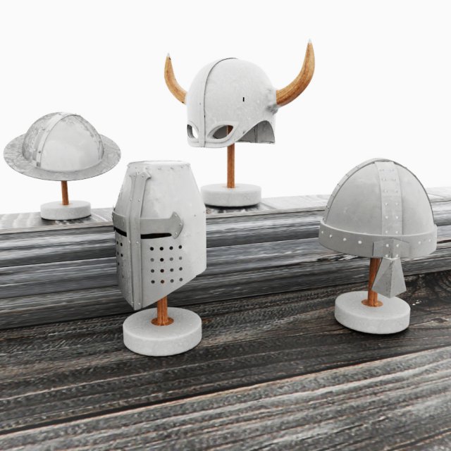 helmet medieval 4 3D Модель .c4d .max .obj .3ds .fbx .stl .blend