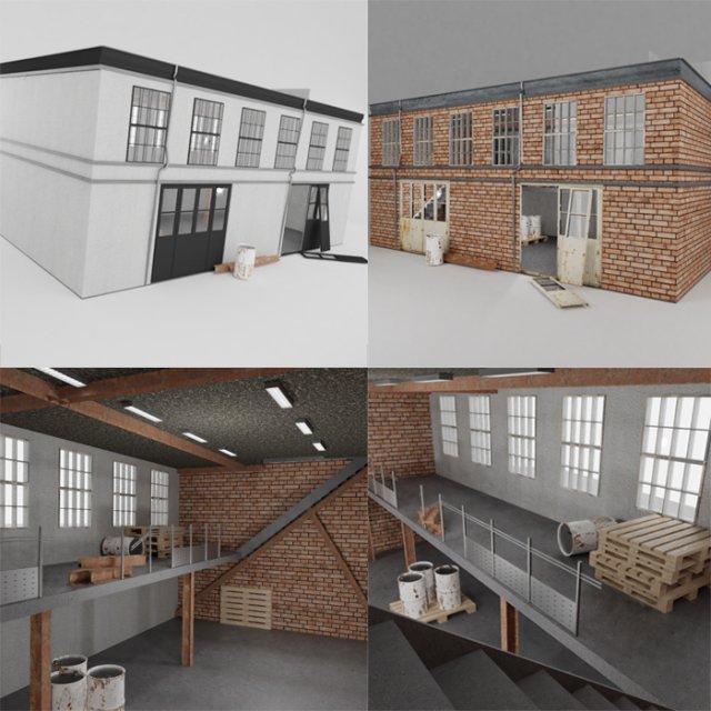 building warehouse factory fps Model 3D .c4d .max .obj .3ds .fbx .stl .blend 