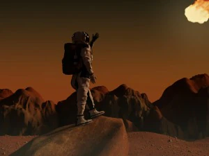 astronaut rig and scene 3D Model