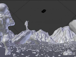 astronaut rig and scene 3D Model