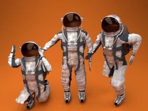astronaut rig and scene 3D Model