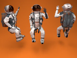 astronaut rig and scene 3D Model