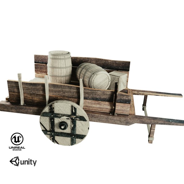 wooden cart 3D-Modell .c4d .max .obj .3ds .fbx .stl .blend 
