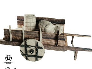 wooden cart 3D Модель